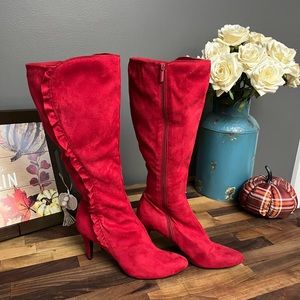 Red high heeled boots size 11 M